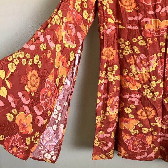 CIDER Blossom Floral MINI Dress Size 3X Bell Sleeves Retro Hippie Bohemian - Picture 6 of 10